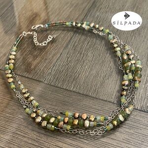 Silpada “Forces of Nature” N1683 Multicolor Beaded Necklace Sterling Green Pearl